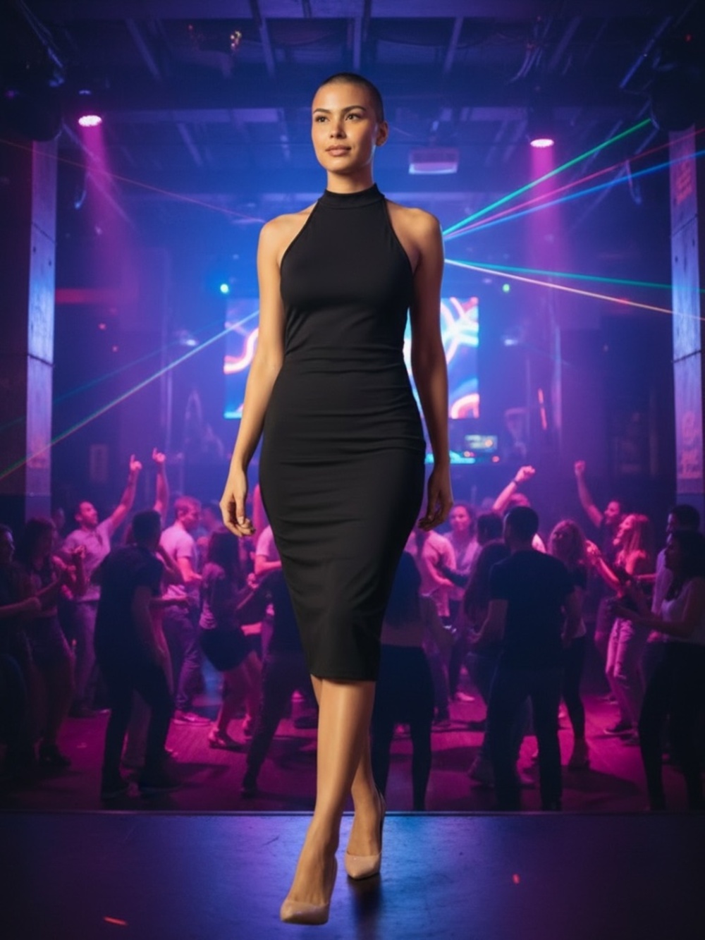 🤩 Rolla Coster Dress Black Halter Cocktail - size S
